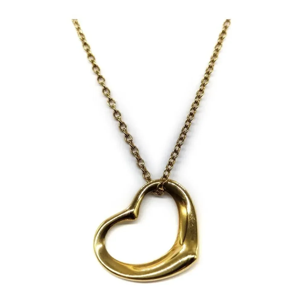 Tiffany and Co. Pendant Necklace Open Heart Peretti 18k Yellow Gold